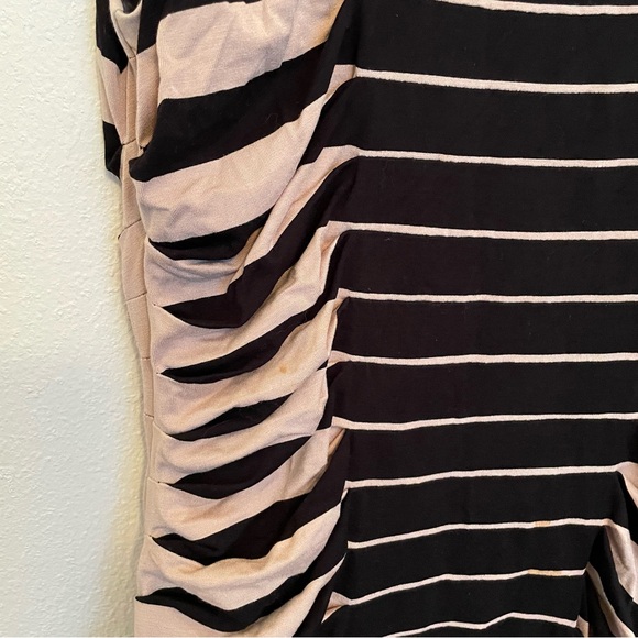 Betsy Johnson Striped Ruched Bodycon Dress Lined Black And Tan Women’s Size 14 - Picture 3 of 7